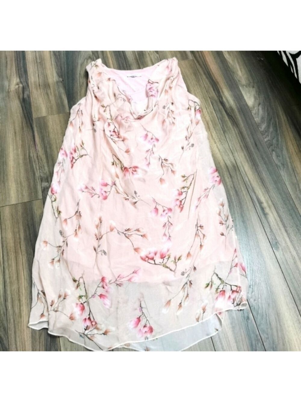 Rosemarine Italian Silk Blend Floral Tunic Holiday Vacation Top M